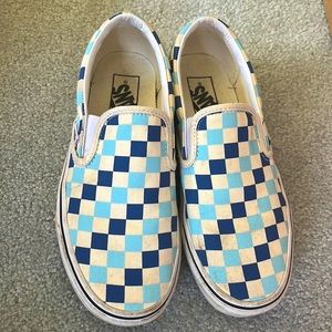 Vans Slip On Checkered Blue And White Unisex